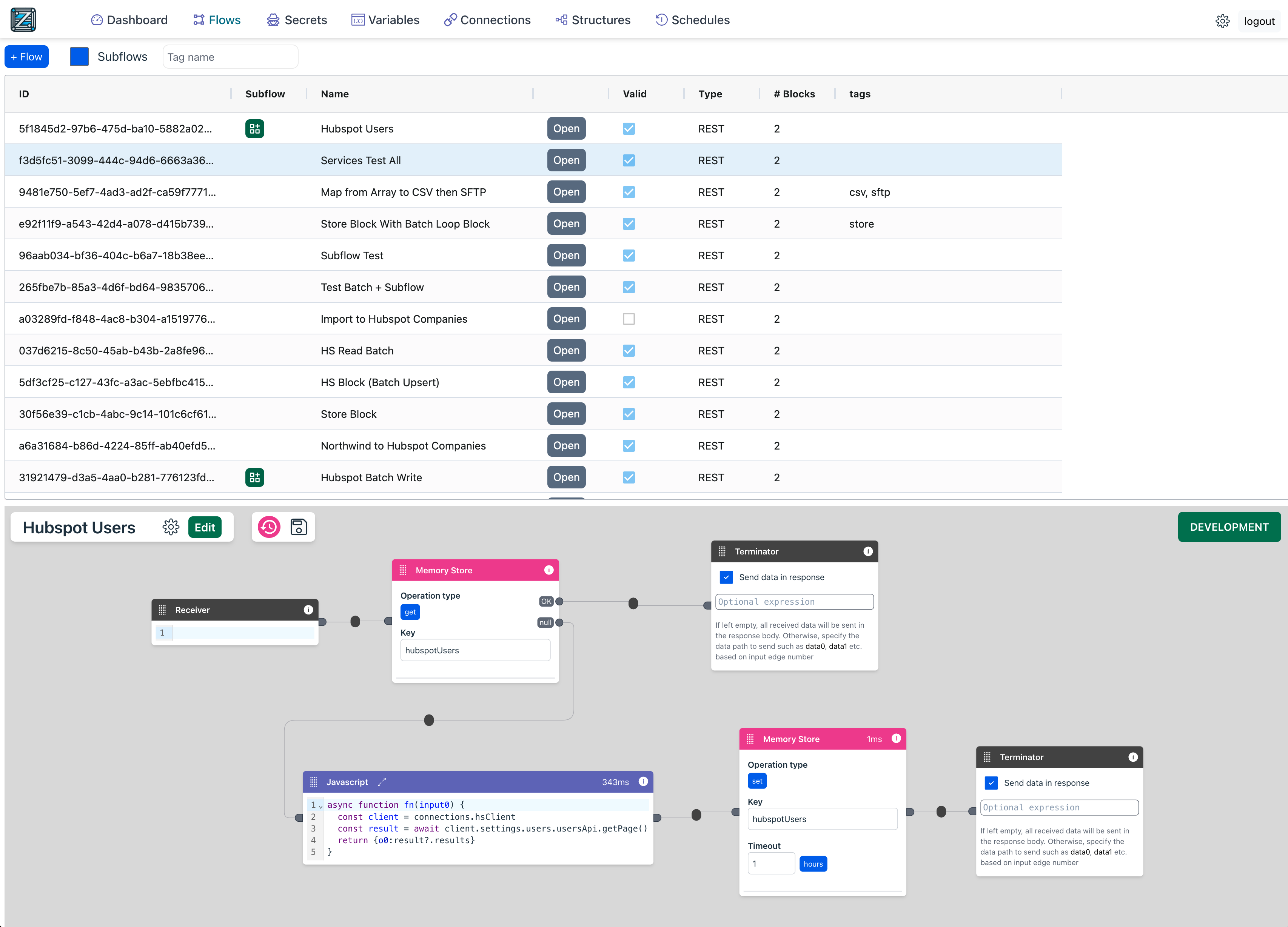 Flow listing