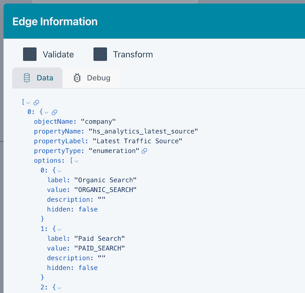 Hubspot options data