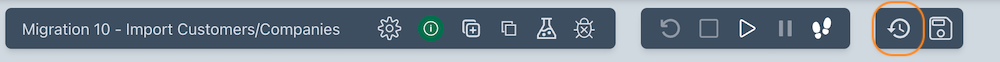 Execution history toolbar